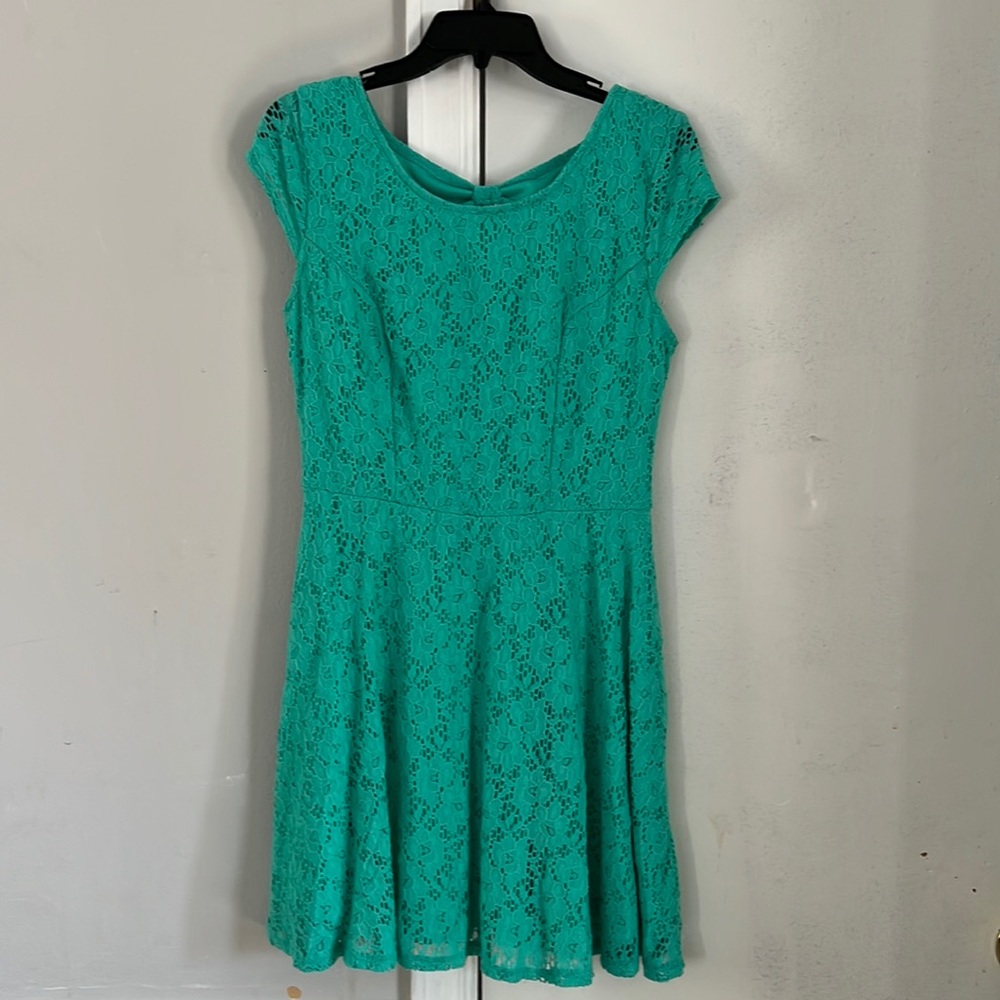Teal Lace Mini Dress